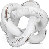 Yalikop 3 Link Wood Knot Decor - Hand Carved Coffee Table Decoration, Boho Chain Link Decor, Modern Shelf, Rustic Objects for Home Living Room Bedroom(White) - Homesidy.com