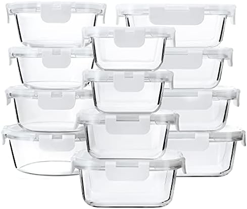 M MCIRCO 24 - Piece Glass Food Storage Containers with Upgraded Snap Locking Lids,Glass Meal Prep Containers Set - Airtight Lunch Containers, Microwave, Oven, Freezer and Dishwasher - Homesidy.com