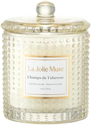 LA JOLIE MUSE Christmas Candle | Ruby Berry Bliss | Mandarin Cranberry &amp; Plum | 10 oz Festive Candle | 55 Hours Clean Burn | Gift for Women &amp; Family - Homesidy.com