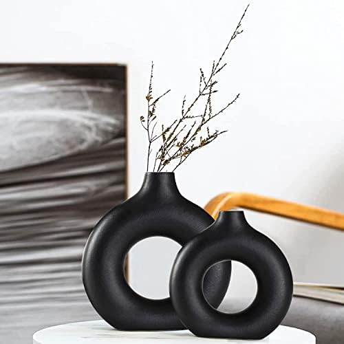 Ceramic Vases Set of 2,Modern Vases for Home Decor, White Boho Style for Living Room Kitchen Mantle Bedroom Dining Table Office Farmhouse Decorative Design - Homesidy.com