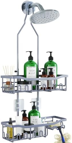 Joqixon Upgraded Extended Length Shower Organizer with Hooks, Rustproof Shampoo Soap Holder, Large Hanging Bathroom Caddy - Homesidy.com