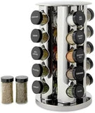 Kamenstein 20 Jar Revolving Countertop Spice Rack with Spices Included, FREE Spice Refills for 5 Years, Polished Stainless Steel with Black Caps, 30020 - Homesidy.com