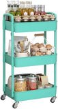Sywhitta 3 - Tier Plastic Rolling Utility Cart with Handle, Multi - Functional Storage Trolley for Office, Living Room, Kitchen, Movable Storage Organizer with Wheels, White - Homesidy.com