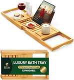 ROYAL CRAFT WOOD Bathtub Tray Caddy for Tub, Bamboo Bath Shelf, Premium Foldable Wood Bath Table, Expandable Bathtub &amp; Bathroom Accessories, New Home Gifts for Mom, Housewarming, Anniversary, Wedding - Homesidy.com