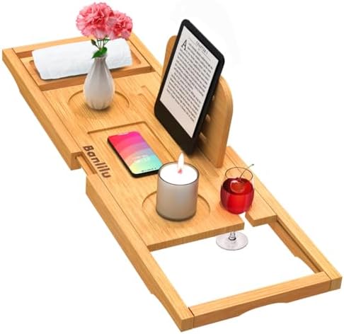Premium Bamboo Bathtub Tray Caddy - Bath Tub Tray Table for Bathtub - Bath Caddy Tray for Bathtub, Expandable Size, Fits Most Bath Tubs - Homesidy.com