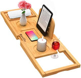 Premium Bamboo Bathtub Tray Caddy - Bath Tub Tray Table for Bathtub - Bath Caddy Tray for Bathtub, Expandable Size, Fits Most Bath Tubs - Homesidy.com