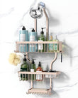 YASONIC Shower Caddy Hanging - Never Rust Shower Organizer - Aluminum Over The Head Caddy with 10 Hooks for Razor/Sponge - Rack with Soap Basket - Silver - Homesidy.com