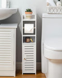 AOJEZOR Toilet Paper Holder Stand: No Drill PVC Small Bathroom Cabinet for Apartment Dwellers - Rental Deposit Protection - Small Space Storage Saving - Homesidy.com