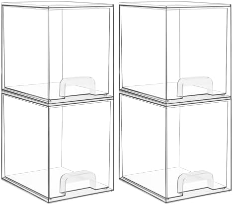 Vtopmart 12.1W Clear Stackable Storage Drawers,2 Pack Acrylic Plastic Organizers Bins for Makeup Palettes, Cosmetics, and Beauty Supplies,Ideal for Vanity, Bathroom,Cabinet,Desk Organization - Homesidy.com