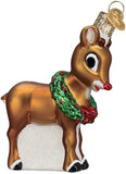 Old World Christmas Rudolph and Clarice Glass Blown Ornament for Christmas Tree, Handcrafted Holiday Decoration, Rudolph Collection - Homesidy.com