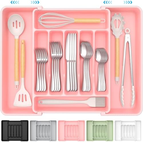 ukeetap Extra Large Expandable Silverware Organizer, BPA - Free Food - Safe Cutlery Flatware Organizer, Kitchen Utensil Drawer Organizer, Adjustable Silverware Holder for Spoons Forks Knives, Black - Homesidy.com