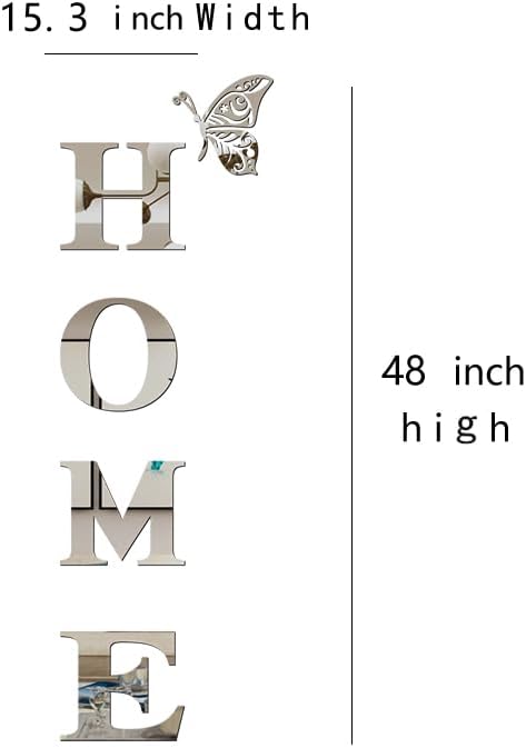 Doeean Home Wall Decor Letter Signs Acrylic Mirror Wall Stickers Decorations for Living Room Bedroom Home Decor Wall Decals (Silver, 47.2 X 15.3IN) - Homesidy.com