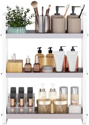 HNRLOY Bathroom Counter Organizer,Bathroom Countertop Organizer,Counter Shelf,Countertop Storage,Organization and Storage,Makeup Shelf,Sink Caddy(Brown 3 Tier) - Homesidy.com