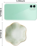 Mecaikru Ceramic Trinket Dish, Ring Tray, Decorative Jewelry Dish for Earrings Necklaces Watch Keys, for Women, White Green - Homesidy.com