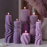 Threlaco 6 Pcs Pillar Candles Modern Aesthetic Ribbed Decorative Candle Set Cute Soy Wax Scented Ribbed Decor for Home(White,2.36 - 6.89 Inch) - Homesidy.com