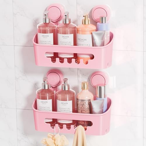 LEVERLOC Shower Caddy Suction Cup, Shower Organizer Removable Bathroom Shelf, Storage Suction Powerful Max Hold 22lbs Bathroom Caddy Waterproof Holder, White - Homesidy.com