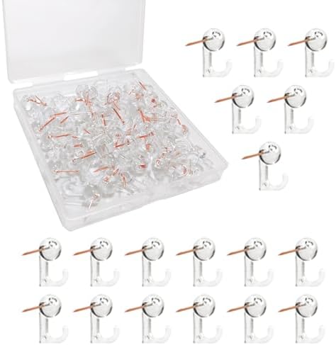50 PCS Push Pin Hooks, Plastic Heads Cork Board Hooks Decorative Thumb Tacks Hook for Photo Wall, Bulletin Board, Home Wall, Home Office School Supplies (Black and Clear) - Homesidy.com