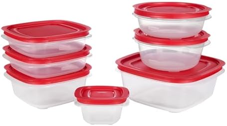 Rubbermaid 16 - Piece BPA - Free Plastic Food Storage Set, Red Vented Lids - Microwave, Dishwasher Safe: Perfect for Meal Prep, Leftovers, and Kitchen Organization - Homesidy.com