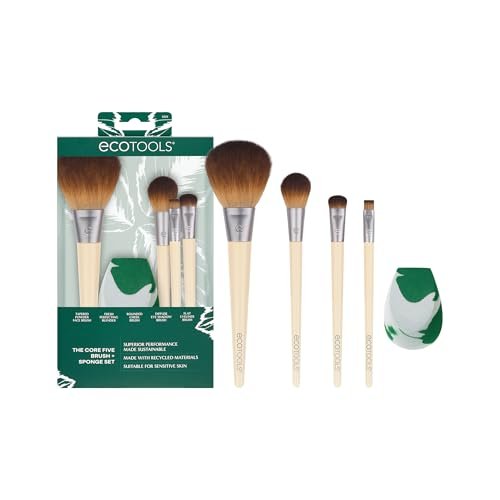EcoTools Makeup Brush Set for Eyeshadow, Foundation, Blush, and Concealer with Bonus Storage Case, Start the Day Beautifully, Travel Friendly, 6 Piece Set - Homesidy.com