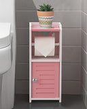 AOJEZOR Toilet Paper Holder Stand: No Drill PVC Small Bathroom Cabinet for Apartment Dwellers - Rental Deposit Protection - Small Space Storage Saving - Homesidy.com