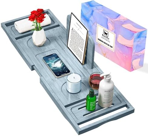 Bathtub Tray Caddy - Bath Tray - Bath Tub Tray Caddy - Bamboo Bath Table Tray for Tub - Expandable Size, Fits Most Tubs - Homesidy.com