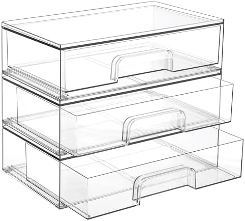 Vtopmart 12.1W Clear Stackable Storage Drawers,2 Pack Acrylic Plastic Organizers Bins for Makeup Palettes, Cosmetics, and Beauty Supplies,Ideal for Vanity, Bathroom,Cabinet,Desk Organization - Homesidy.com