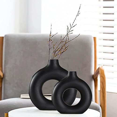 Ceramic Vases Set of 2,Modern Vases for Home Decor, White Boho Style for Living Room Kitchen Mantle Bedroom Dining Table Office Farmhouse Decorative Design - Homesidy.com