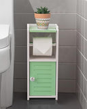 AOJEZOR Toilet Paper Holder Stand: No Drill PVC Small Bathroom Cabinet for Apartment Dwellers - Rental Deposit Protection - Small Space Storage Saving - Homesidy.com