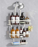 MSAICOE Shower Caddy Hanging - Never Rust Shower Hanging Organizer - Aluminum Over the ShowerHead Caddy with Soap Basket and 6 Hooks for Razor/Sponge (Black) - Homesidy.com