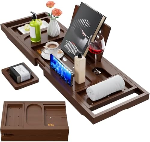 Premium Bathtub Tray Caddy, Expandable Bath Tray, Unique House Warming Gifts, New Home, Anniversary and Wedding Gifts for Couple, Bridal Shower Gift for Women - Homesidy.com