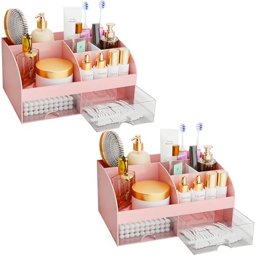 Makeup Organizer with Drawers, Cosmetic Storage for Dresser Vanity and Bathroom Countertop, Beauty Holder for Lipstick Brush, Skincare Organizer for Vanity, Cosmetic Display Case (White) - Homesidy.com