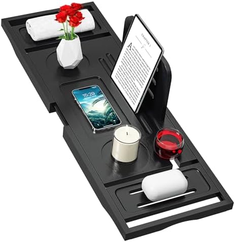 Bathtub Tray Caddy - Bath Tray - Bath Tub Tray Caddy - Bamboo Bath Table Tray for Tub - Expandable Size, Fits Most Tubs - Homesidy.com