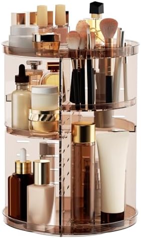 Rotating Makeup Organizer, DIY 8 Adjustable Layers Spinning Skincare Organizer, Cosmetic Display Case with Brush Holder Perfume Tray, Multi - Function Storage Carousel for Vanity Bathroom Countertop - Homesidy.com