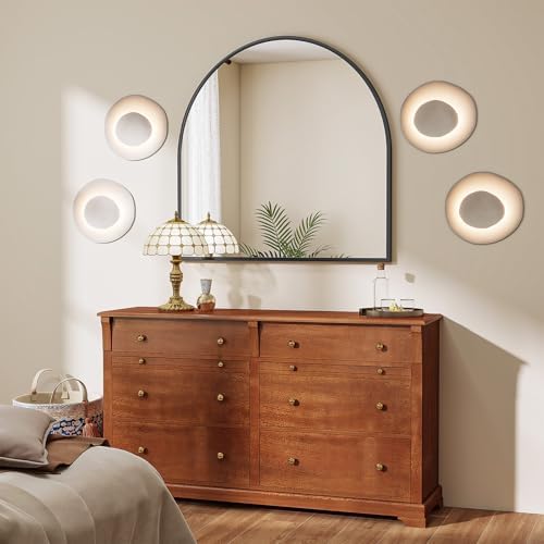 VooBang Arched Wall Mirror, 30 x 38 inch Arch Bathroom Mirror, Wall Mounted Vanity Mirror with Arch Metal Frame, Modern Bathroom Vanity Mirror for Bedroom, Living Room, Hanging or Leaning, Black - Homesidy.com