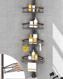 SEIRIONE Rustproof Shower Corner Caddy Organizer for Bathroom, 4 Adjustable Shelves with Tension Pole, for Bathtub Shampoo Accessories Storage Holder, 34 to 116 Inch Height - Homesidy.com