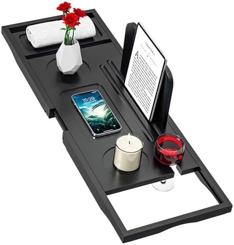 Premium Bamboo Bathtub Tray Caddy - Bath Tub Tray Table for Bathtub - Bath Caddy Tray for Bathtub, Expandable Size, Fits Most Bath Tubs - Homesidy.com