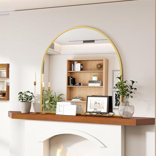VooBang Arched Wall Mirror, 30 x 38 inch Arch Bathroom Mirror, Wall Mounted Vanity Mirror with Arch Metal Frame, Modern Bathroom Vanity Mirror for Bedroom, Living Room, Hanging or Leaning, Black - Homesidy.com