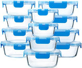 M MCIRCO 24 - Piece Glass Food Storage Containers with Upgraded Snap Locking Lids,Glass Meal Prep Containers Set - Airtight Lunch Containers, Microwave, Oven, Freezer and Dishwasher - Homesidy.com