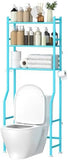 GloTika 3 - Tier Over The Toilet Storage, Space Saver Metal Bathroom Shelves, Freestanding Above Over Toilet Storage Shelf with 4 Hooks for Bathroom, Black - Homesidy.com