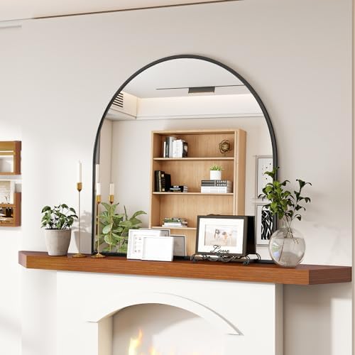VooBang Arched Wall Mirror, 30 x 38 inch Arch Bathroom Mirror, Wall Mounted Vanity Mirror with Arch Metal Frame, Modern Bathroom Vanity Mirror for Bedroom, Living Room, Hanging or Leaning, Black - Homesidy.com
