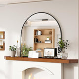 VooBang Arched Wall Mirror, 30 x 38 inch Arch Bathroom Mirror, Wall Mounted Vanity Mirror with Arch Metal Frame, Modern Bathroom Vanity Mirror for Bedroom, Living Room, Hanging or Leaning, Black - Homesidy.com