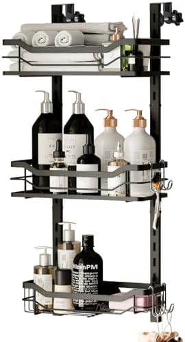 TAILI Shower Caddy Suction Cup 2 Pack with Hooks &amp; Soap holder, Heavy Duty Shower Organizer for Bathroom, No Drilling Bathroom Organizer with Large Capacity, Black Metal Storage Basket - Homesidy.com