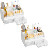 Makeup Organizer with Drawers, Cosmetic Storage for Dresser Vanity and Bathroom Countertop, Beauty Holder for Lipstick Brush, Skincare Organizer for Vanity, Cosmetic Display Case (White) - Homesidy.com