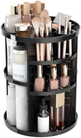 Rotating Makeup Organizer, DIY 8 Adjustable Layers Spinning Skincare Organizer, Cosmetic Display Case with Brush Holder Perfume Tray, Multi - Function Storage Carousel for Vanity Bathroom Countertop - Homesidy.com
