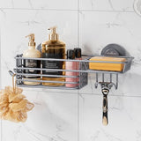 LEVERLOC Shower Caddy Suction Cup, 2 Pack Shower Shelves for Inside Shower with Hooks &amp; Soap Holder, NO - Drilling Bathroom Shower Organizer, Rustproof Meatl Shower Holder Storage, Black - Homesidy.com