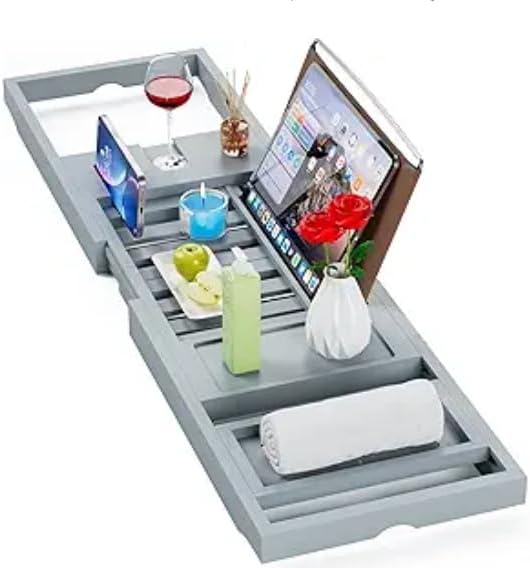 Premium Bathtub Tray Caddy, Expandable Bath Tray, Unique House Warming Gifts, New Home, Anniversary and Wedding Gifts for Couple, Bridal Shower Gift for Women - Homesidy.com