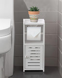 AOJEZOR Toilet Paper Holder Stand: No Drill PVC Small Bathroom Cabinet for Apartment Dwellers - Rental Deposit Protection - Small Space Storage Saving - Homesidy.com