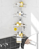 SEIRIONE Rustproof Shower Corner Caddy Organizer for Bathroom, 4 Adjustable Shelves with Tension Pole, for Bathtub Shampoo Accessories Storage Holder, 34 to 116 Inch Height - Homesidy.com