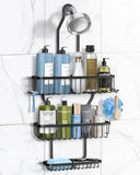 MSAICOE Shower Caddy Hanging - Never Rust Shower Hanging Organizer - Aluminum Over the ShowerHead Caddy with Soap Basket and 6 Hooks for Razor/Sponge (Black) - Homesidy.com