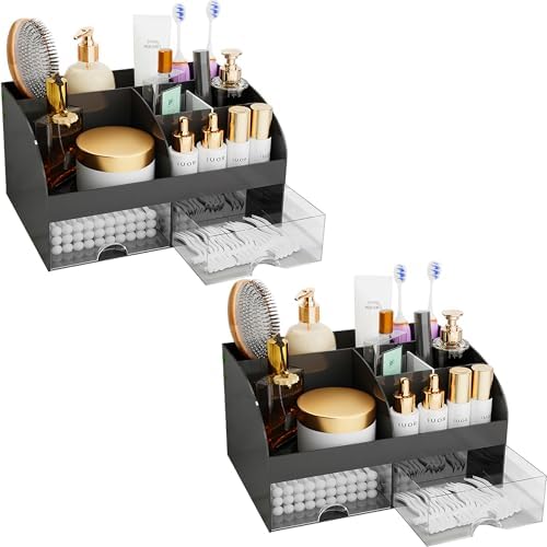 Makeup Organizer with Drawers, Cosmetic Storage for Dresser Vanity and Bathroom Countertop, Beauty Holder for Lipstick Brush, Skincare Organizer for Vanity, Cosmetic Display Case (White) - Homesidy.com